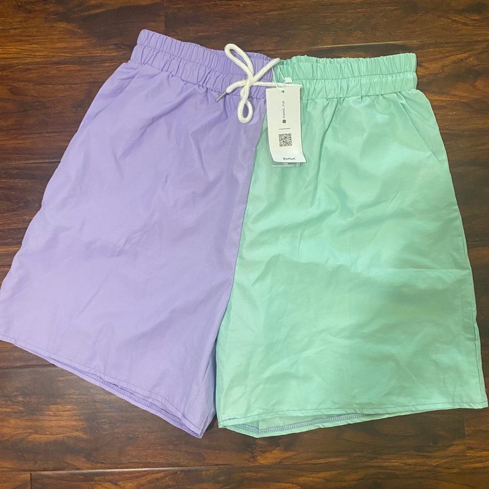 Split Green & Purple Shorts Mens Large